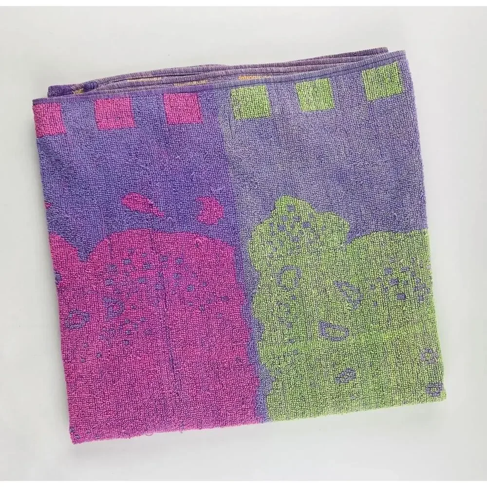 Terrycloth Beach Bath Towel Ice Cream Cone Retro Colorful Vintage Purple Orange